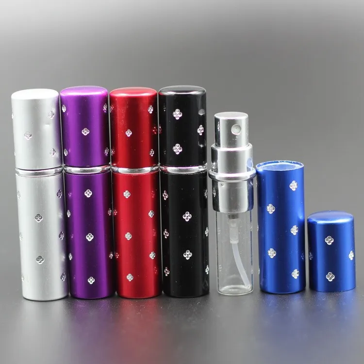Bomba de Pulverização de Atomização Frasco de Perfume Anodizado de Alumínio Compacto de Viagem Lote Atacado ml 10 Dot Vidro Vazia Garrafa Reutilizável 15 Pçs - 5 Dot Vidro Anodizado De Alumínio Vazia Compacto