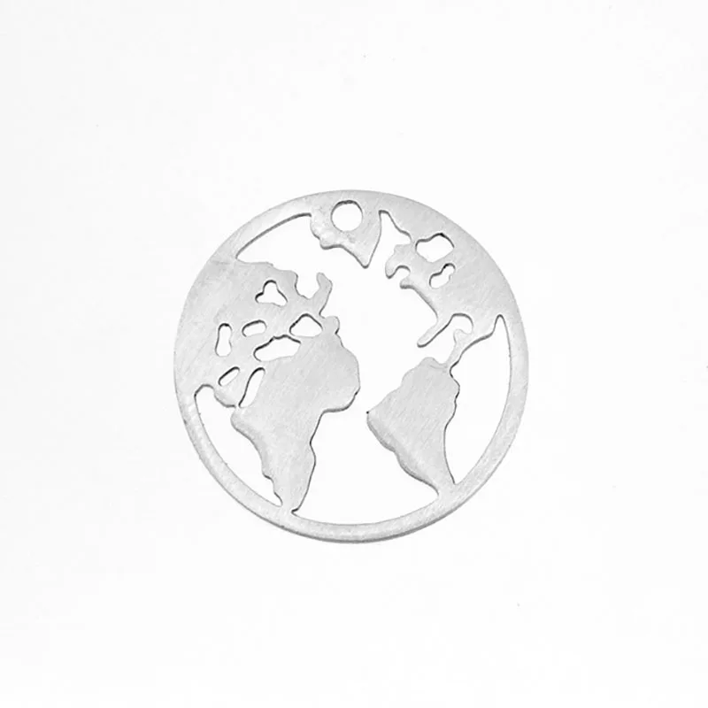 Stainless steel World Map Pendant Charms For Women Men 20mm Earth Globe Round High Quality Wholesale 50pcs | Украшения и