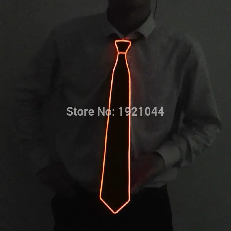 10 цветов на выбор, модный светящийся Свадебный EL wire шейный галстук, светодиодный, неоновый, модные аксессуары, мужские галстуки, вечерние украшения - Цвет: orange to 1