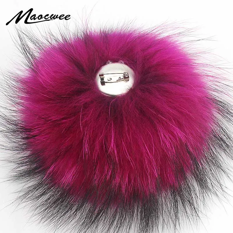 Colorful Color Raccoon Fur Pompoms Needle Fur Pompon For Knitted Hat Cap Beanies Scarves Bags Shoes Real Fur Pom Poms With Pin