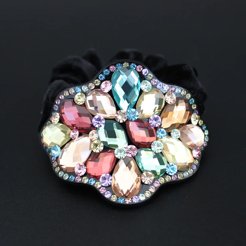 

2pcs Crystal Hair Ties Rope - Flower Elastic Hair Accessory - Hair Jewelry Ornament - Hairwear Tiara for Women - Ponytail Holder