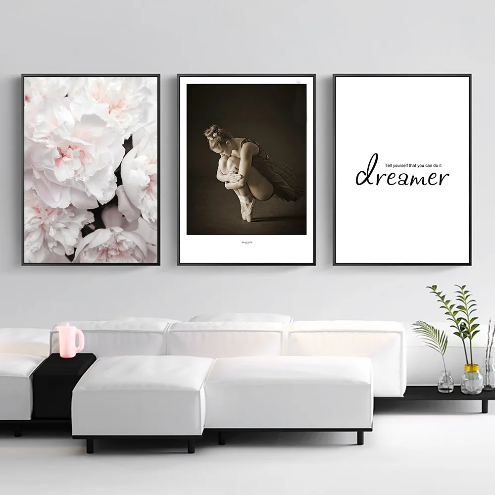 

Modern Dance Poster Nordic Canvas Painting Flowers Poster Ballet Picture Wall Decoration Quotes Painting Canvas Print Unframed