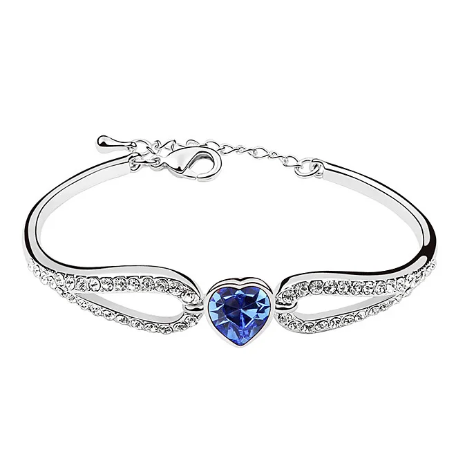 Женский браслет с кристаллами Сваровски в форме сердца|charm bracelets bangles|bangles for womenheart