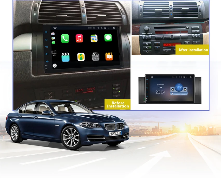 3 Koason 9 inch Android System 7.1.1 Car Media Player GPS Navigation With disc Stereo for BMW E39 1995-2003
