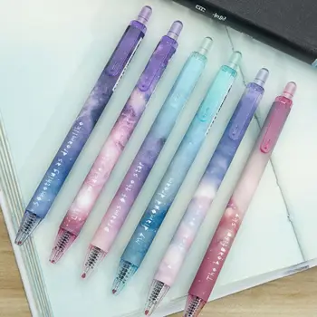 

6 Pcs Fashion Star Press Gel Pen Set Full Needle Tube Neutral Writing Pen Quick Dry Black Gel Pen Student Signature Pen C26