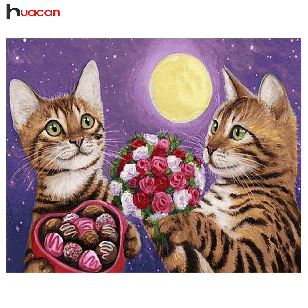 

Huacan 5D DIY Diamond Painting Cross Stitch Animal Full Drill Resin Diamond Embroidery Mosaic Home Decor Valentine Gift