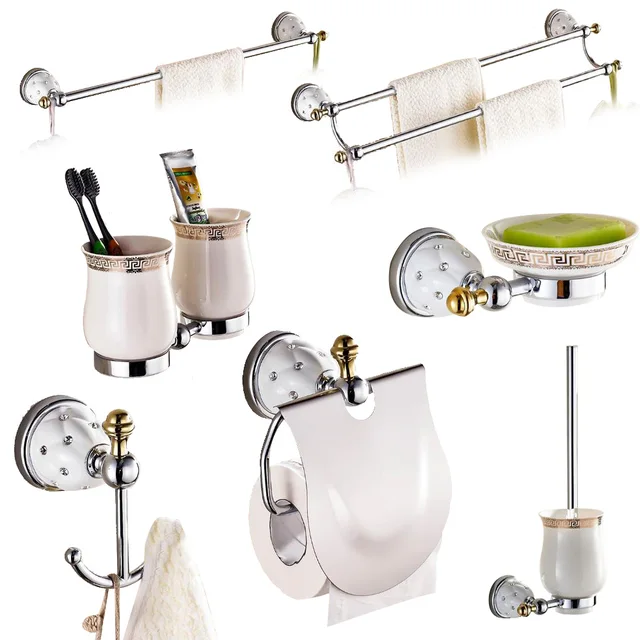 Br Silver Polished Bathroom Accessories Sets Diamond Crystal Br Silver Polished Bathroom Accessories Sets Diamond Crystal Hardware Set Wall Mounted Products