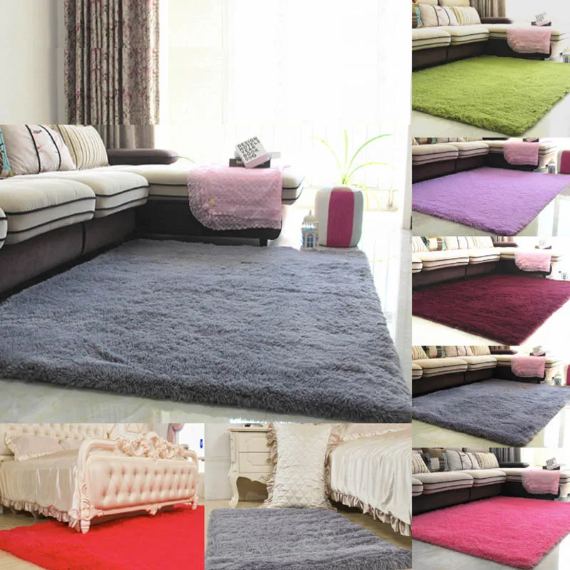Antiskid soft Living Room Bedroom Rectangle Carpet Modern Kitchen Floor Doormat Custom Fluffy Thick Rug White Gray Red Green