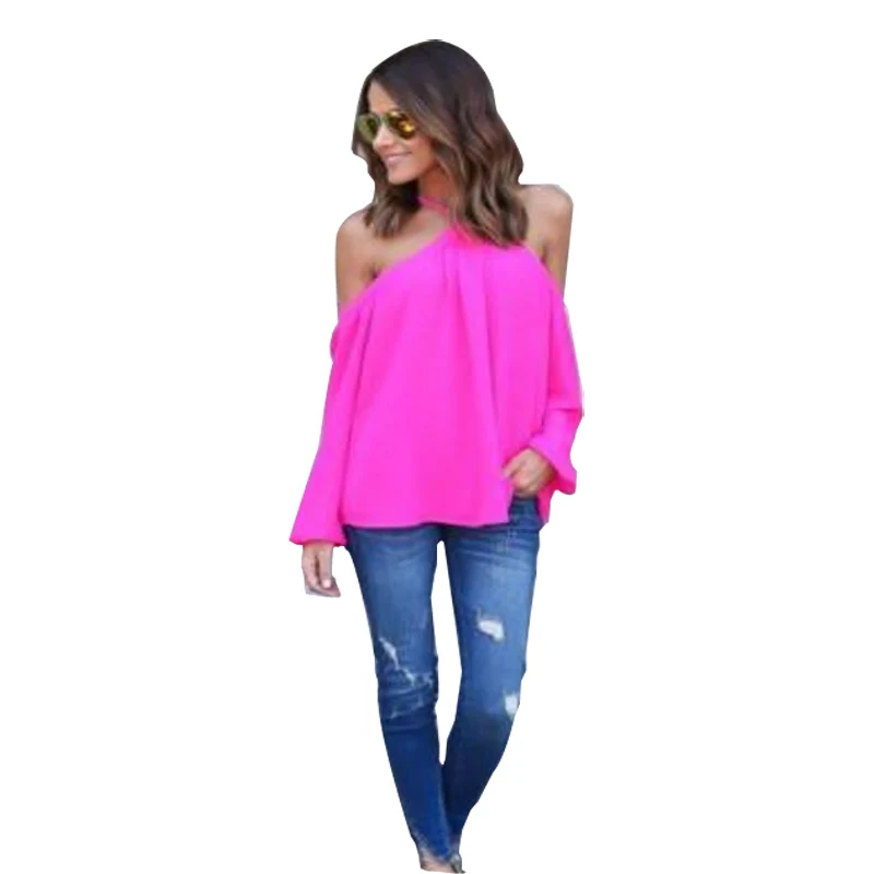 font b Women b font Summer Sexy Sling V Neck Long Sleeve Chiffon font b