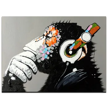 

Monkey Listen Music Poster Decorative Music City Graffiti Art Silk Print 30x45cm 60x90cm