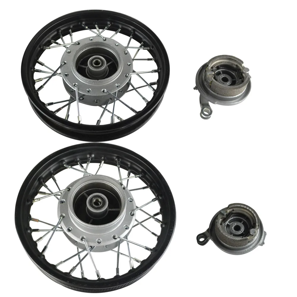 Black Front& Rear Alum wheels rims 10" 10 inch For CRF50 XR50 Pit Bike Stock Drum D10
