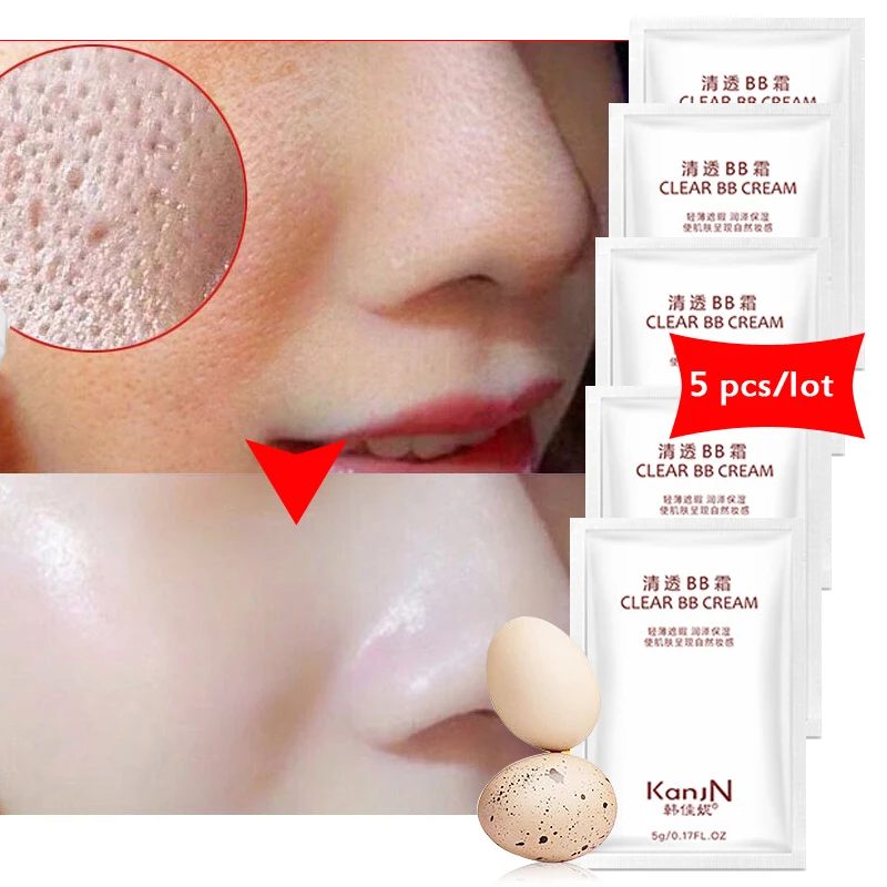 

5pcs Clear BB Cream Perfect Face Care Foundation Base Natural Whitening Moisturizing Makeup Brightening Bare Beauty Concealer