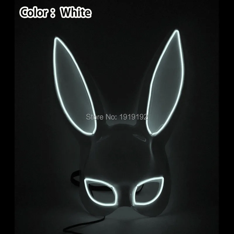 Women Sexy Cosplay Half Eyes Mask Bunny Fox Animal Mask Masquerade LED Glasses Carnival Fancy Glow Party Supplies - Color: Type 02-White