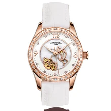 Women Watches Carnival Luxury Brand Watch Women Automatic Mechanical Wrist Watch Sapphire Skeleton relogio feminino C8009L-4