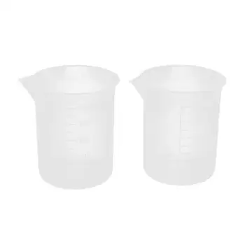 

2 PCS 100mL Measuring cup Graduated Beaker Clear Plastic Measuring Clear White Cup for Lab 10