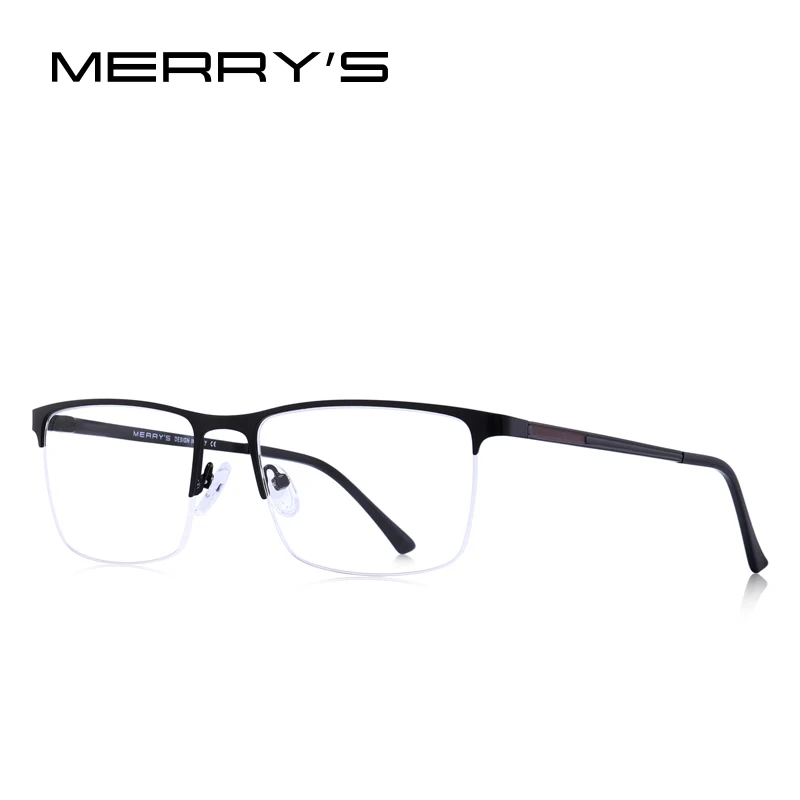 MERRY'S Мужская титановая оправа для очков Сверхлегкий квадратный глаз от близорукости, по рецепту очки мужские половина оптическая рамка S2014 - Цвет оправы: C01 Black