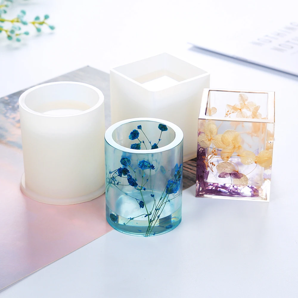 

New Transparent Silicone Mould Dried Flower Resin Decorative Craft DIY Storage Pen holder Mold Epoxy Resin Molds For Jewelry