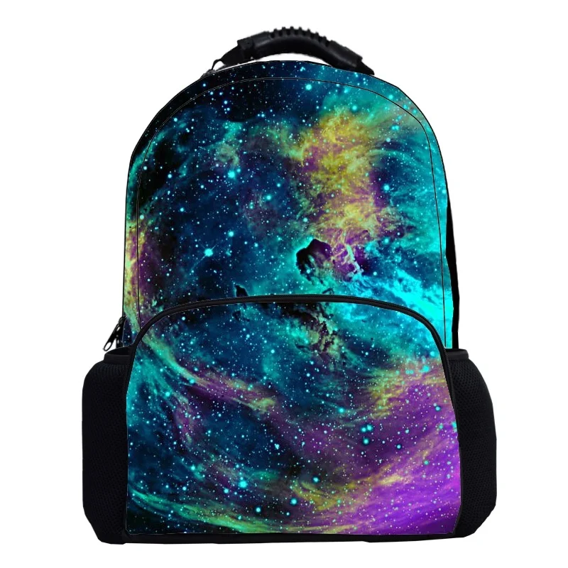 17 дюймов красочный Галактический рюкзак для мальчиков и девочек, школьные сумки, звездное небо, Вселенная, планета, рюкзаки, сумка для мужчин и женщин, блестящий Повседневный Рюкзак