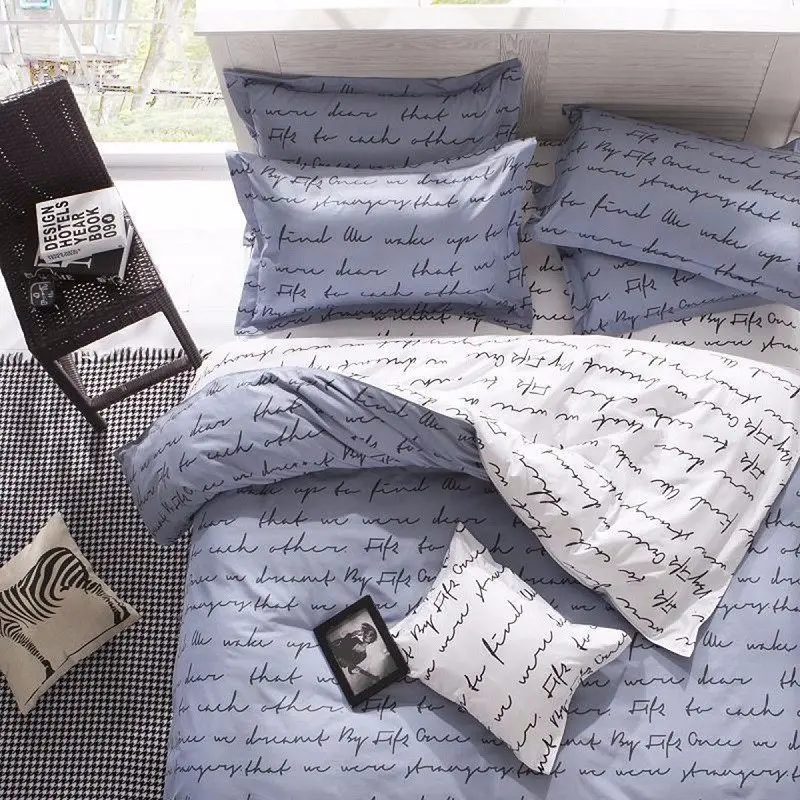 

Top Letter Printing Bedding sets King Activity Duvet Cover Sets King Size 4PCS Quilts cover Sheet Set Bedroom Bedding Bed Linen