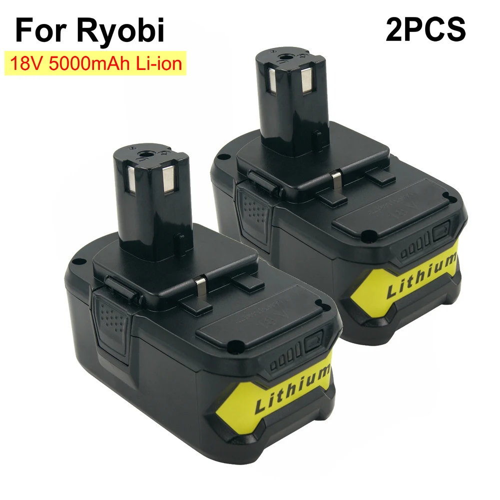 

2PCS Power Tools Replacement Batteries 18V 5A Li-ion for Ryobi one Rechargeable Battery RB18L40 RBL18L50 P102 P105 P108 P109
