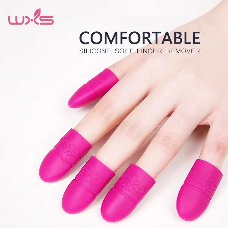 5Pcs/Set Nail Polish Remover Clips Silicone Finger Caps Elastic Nail