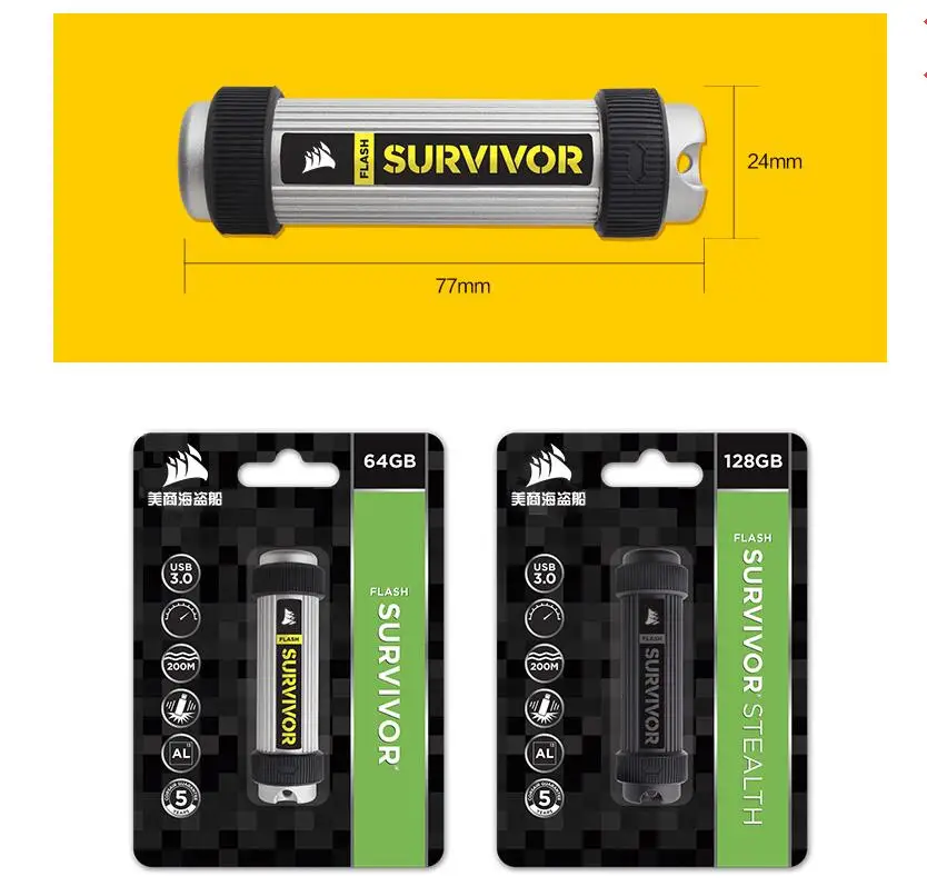 CORSAIR Flash Survivor USB 3,0 32 Гб 65 Гб 32 г 64 г ПК настольный ноутбук компьютер USB флеш-накопители