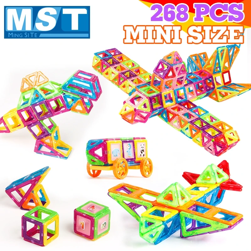 

268PCS Mini Magnetic Building blocks Construction Set Model & Building Toy Plastic Magnetic Block Educational Toys For Kids Gift