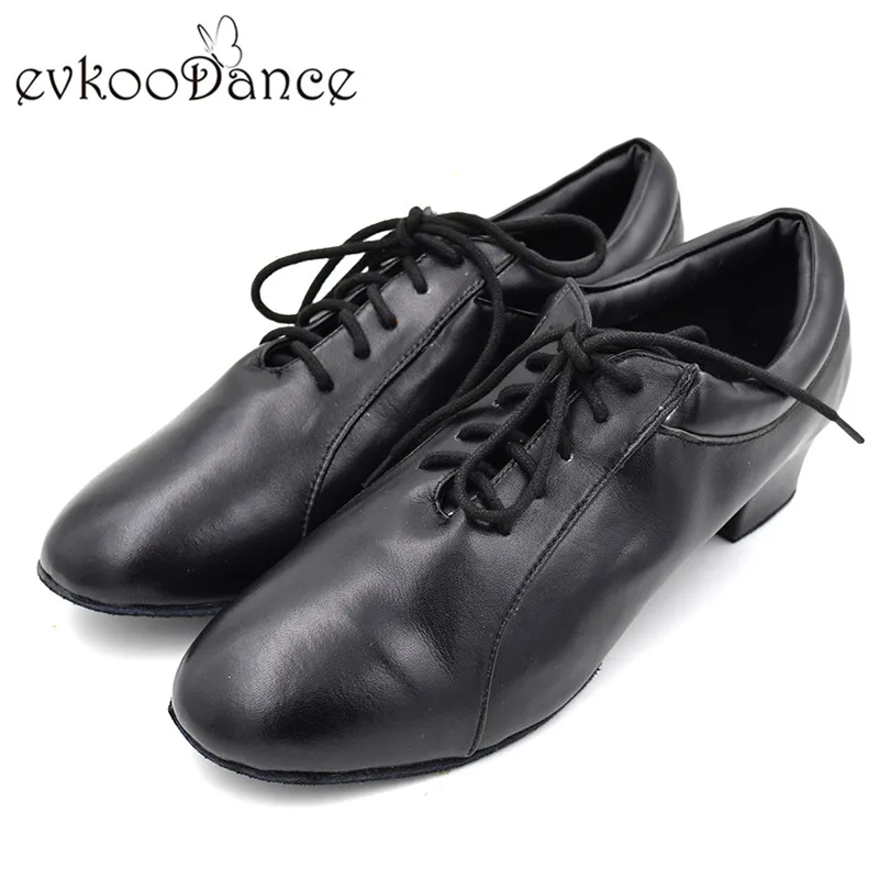 Black Leather Dancing Shoes Heel Height 4 cm Size US 4.5 13.5 Closed