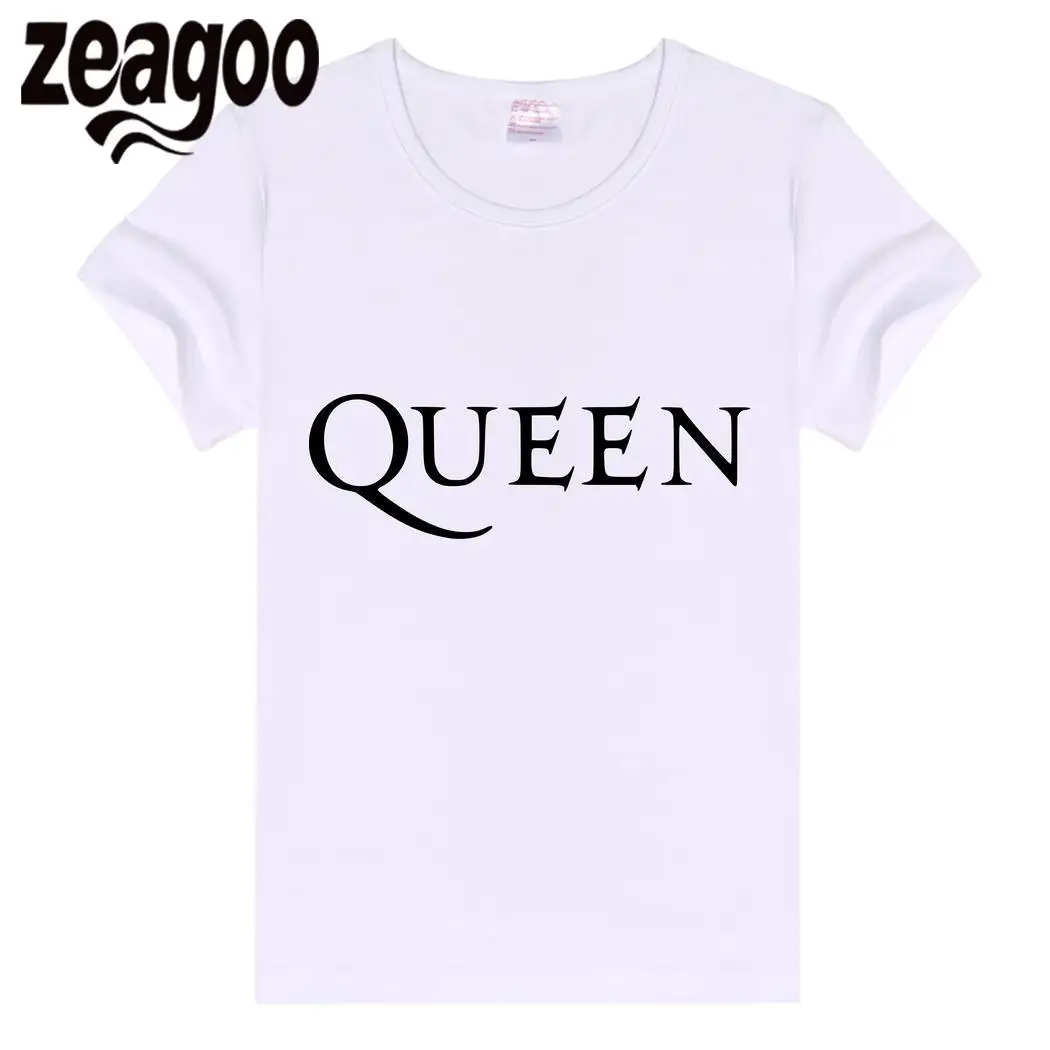 Zeagoo письмо Повседневное одноцветное Plain Crew Neck Slim Fit мягкий короткий рукав Футболка белая королева Для женщин