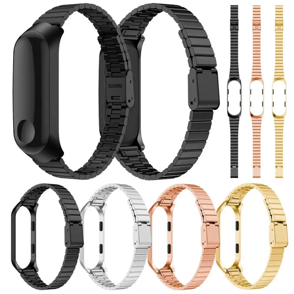 Металлический ремешок для часов умный Браслет Для Xiaomi Mi Band 3 из нержавеющей стали