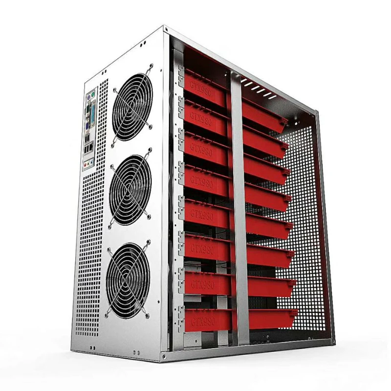 

PC Case USB Miner Server Rack Ethernet Graphics Frame 6-8 GPU Card Industrial Horizontal ATX Dual Power Supply bit Chassis