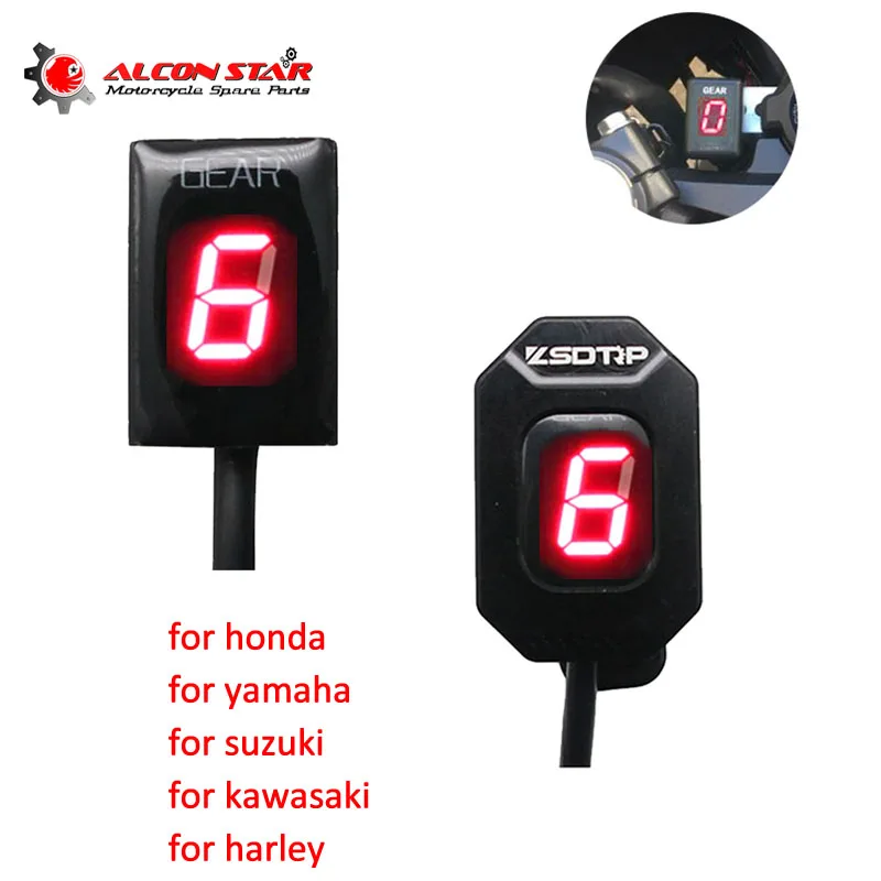 

Alconstar- 1-6 Level Motorcycle Ecu Plug Digital Speed Gear Indicator Display with Holder for Honda for yamaha for kawasaki