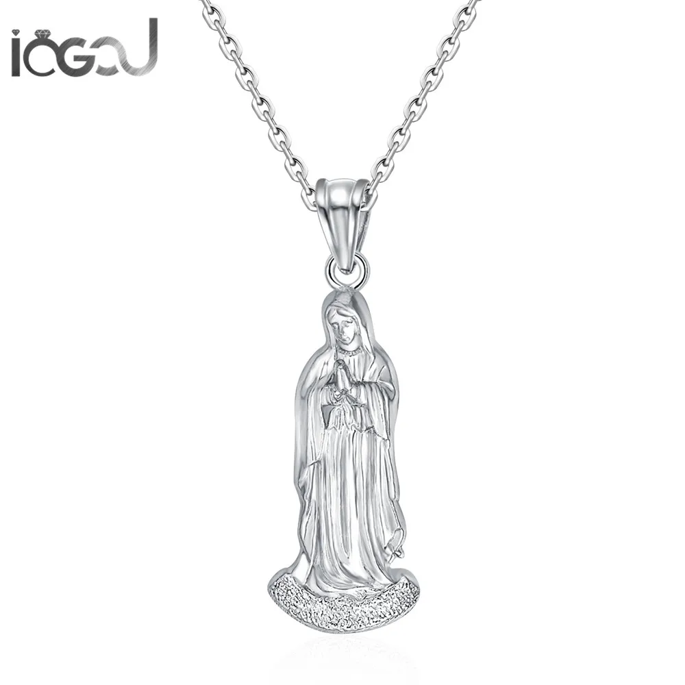 

IOGOU Trendy 925 Sterling Silver Our Lady Men Women Pendants Anniversary Christ Charm Pendants Hip Hop Beautiful Jewelry Gift
