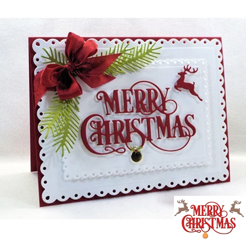 

Merry Christmas Elks Pattern Metal Cutting Dies Stencil Scrapbooking Embossing For Paper Card Photo DIY Crafts New Template