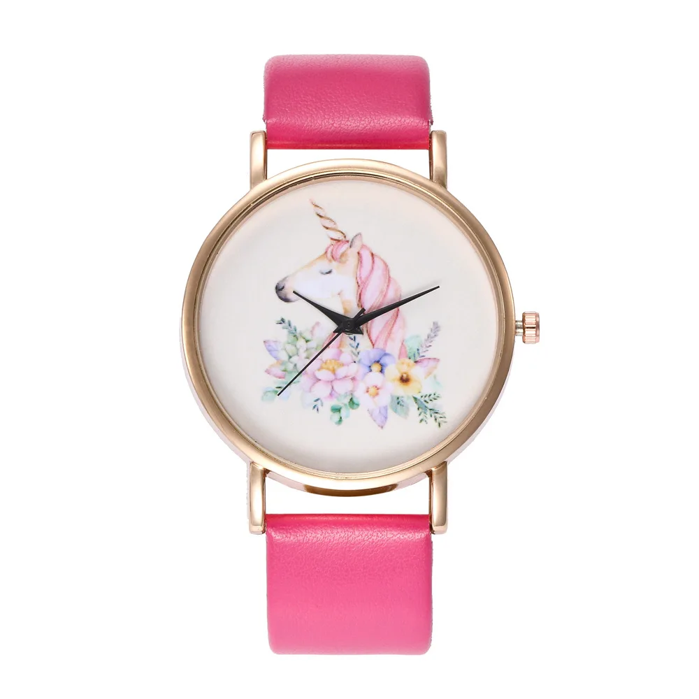 

2018 Fashion Style Colorful Flower Leather Watch Strap Women Quartz Watch
