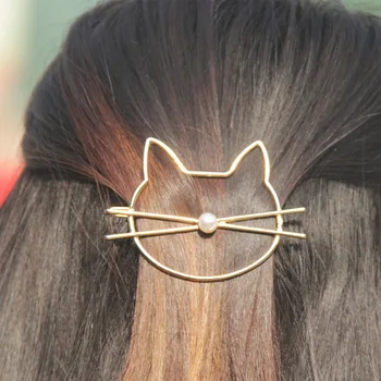 

Cute Beauty Crystal Cat Pearl Gold Headwear Hairpin Hair Clip Women Jewelry Wedding Hair Accessories Jewelry Hairwear