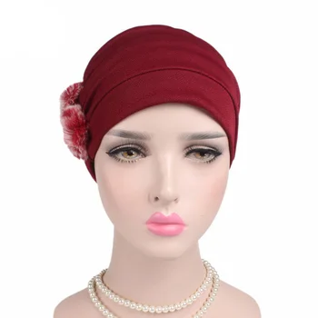 

6PCS 2019 Women Muslim Cotton Style Turban Cap Chemotherapy Hat Islamic Wrinkle Cap Arab Turban Headwear Fashion Random Color