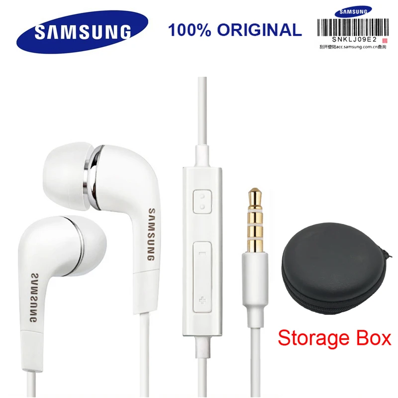 SAMSUNG auriculares + funda con micrófono incorporado de 3,5mm en la oreja con cable auriculares para teléfonos inteligentes/computadoras prueba oficial