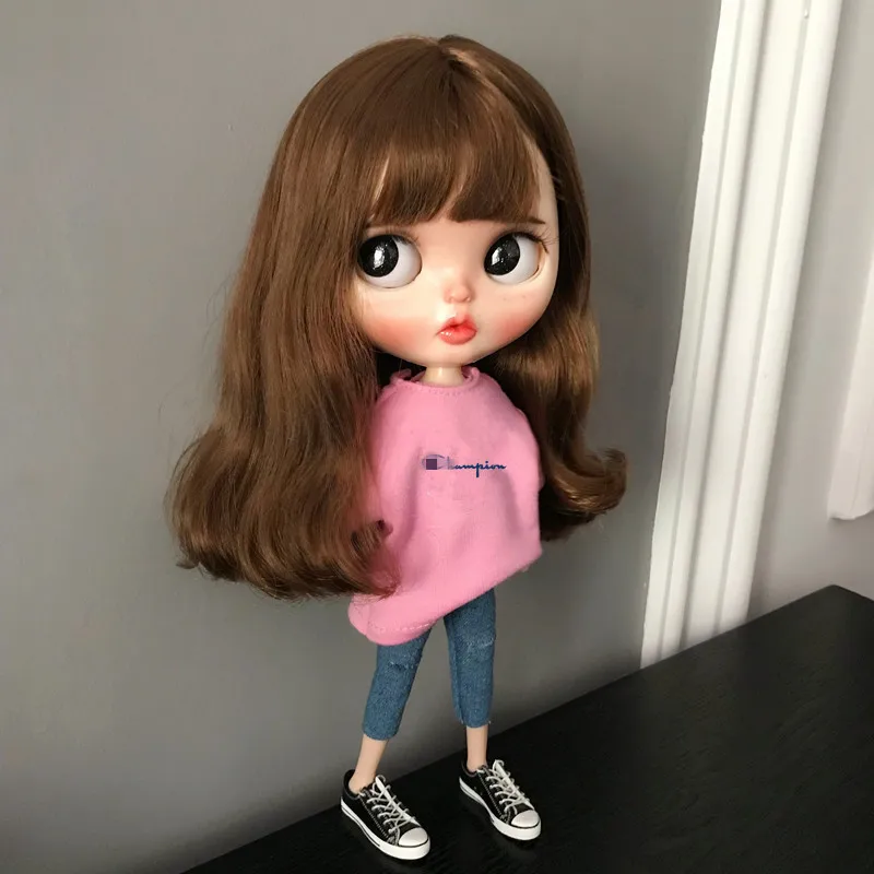 2 шт./лот Blyth Doll Одежда футболка+ джинсы модные штаны Одежда для куклы Барби, Azone, ob24, blyth, Kurkn 1/6 аксессуары для кукол - Цвет: one set Style D