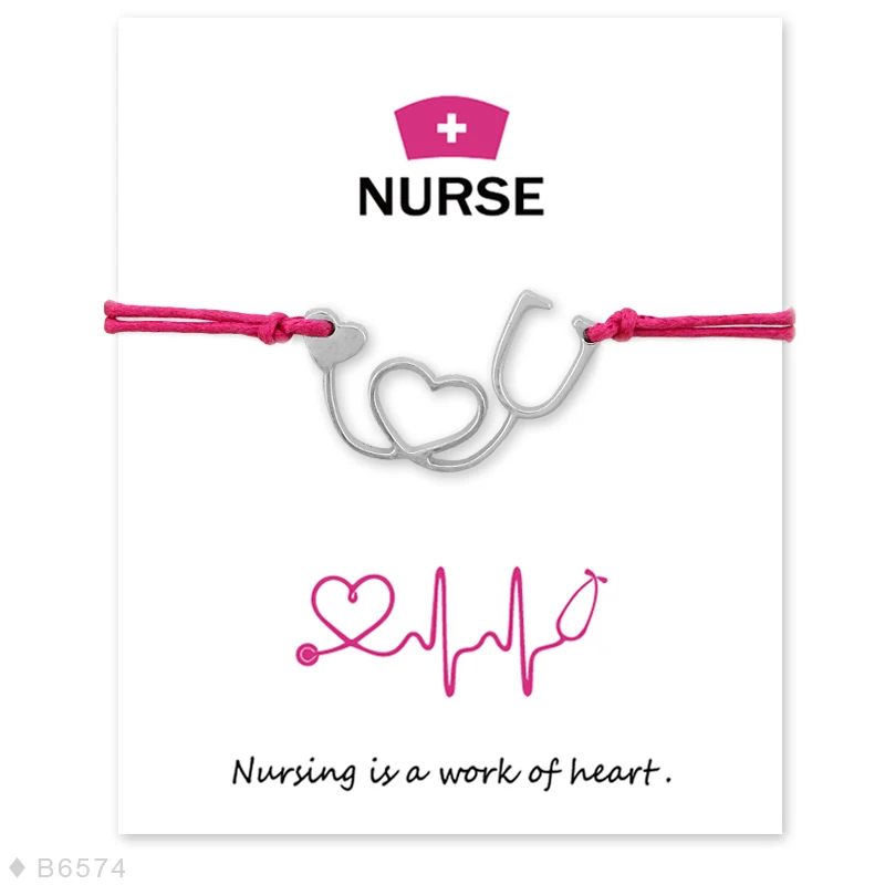 На заказ-медсестры шляпа медицина грудь шарм браслеты для женщин медсестры Подарки Регулируемые браслеты заявление с картой - Окраска металла: B6574