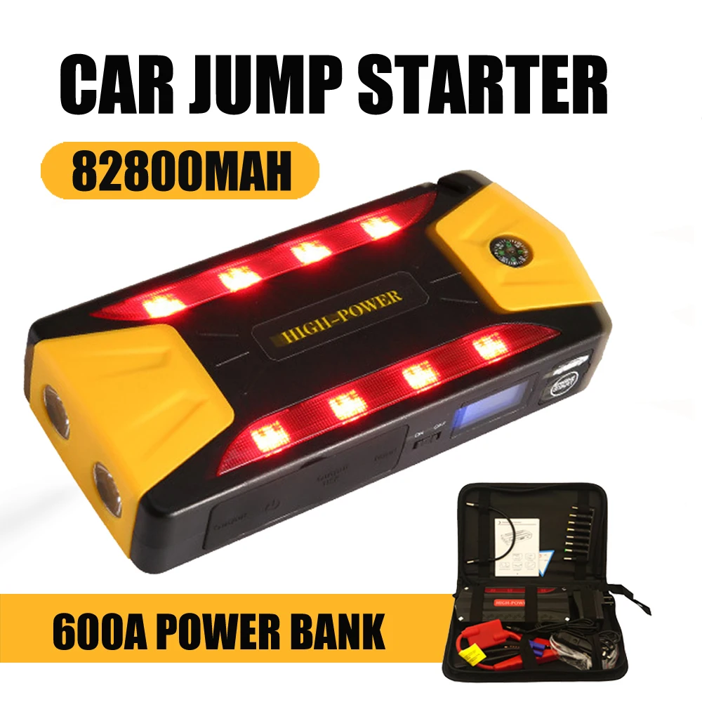 

Car Jump Starter 82800mAh 600A Vehicle Emergency Battery Portable 12V External Car Battery Booster Multi-function Power Bank