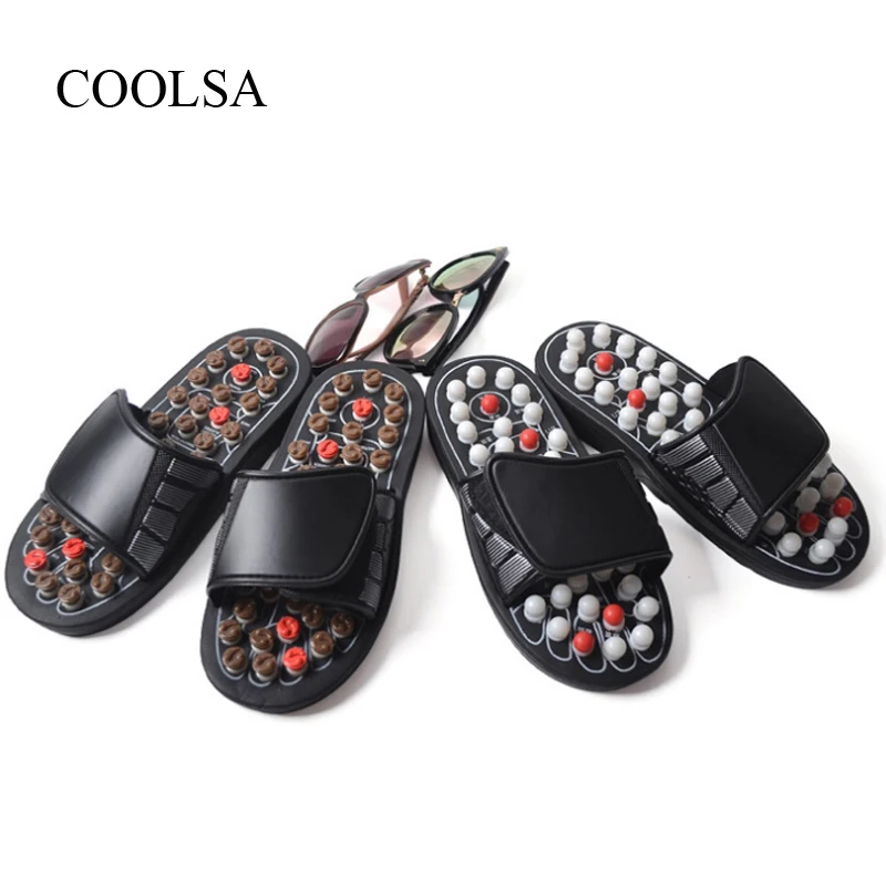 COOLA Men's Acupoint Massage Slippers Men Feet Care Acupressure Therapy Medical Rotating Foot Massage Slippers Unisex Slippers