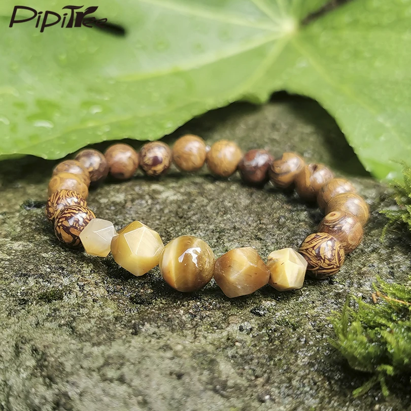 

Pipitree Fashion Irregular Tiger Eye Stone Bead Bracelet Strand Natural Stone Yoga Chakra Solar Bracelets for Women Men Jewelry