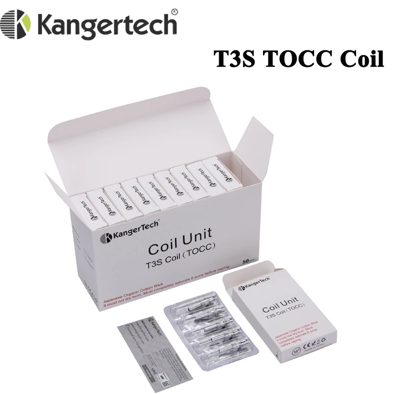 50 шт./лот Новинка Kangertech TOCC японский хлопок T3S MT3S катушки голову 1. 5ом/1. 8ом/2.2ohm/2.5ohm
