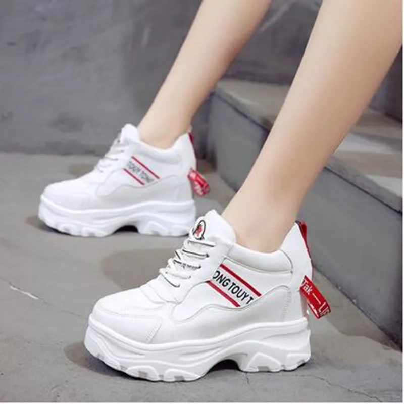 

2019 New Women Sneakers Fashion Women Height Increasing Breathable Lace-Up Wedges Sneakers Platform Shoes Woman Casual Shoes