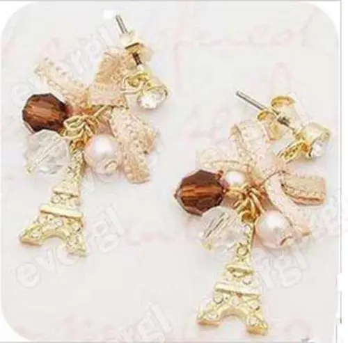 Hot Selling Fashion Women Eiffel Tower Pendant Jewelry Earrings Stud Golden Plated | Украшения и аксессуары