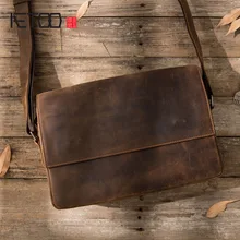 AETOO Men 's mad horse leather Messenger bag shoulder bag retro leather leather bag shoulder bag hand leather casual bag aetoo new men s bag casual shoulder bag oil wax canvas with crazy horse leather bag waterproof messenger retro camera bag