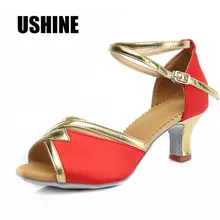 Красный Каблук 7 см/5 см Сальса Танго Туфли для латинских танцев женские Zapatos De Baile Latino Mujer 807