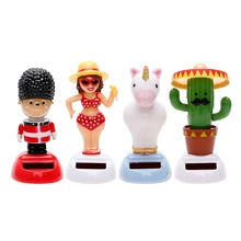 На солнечных батареях Танцующая встряхившая головка креативный подарок кактус автомобильные аксессуары Единорог авто украшение приборной панели автомобиля украшения солдат