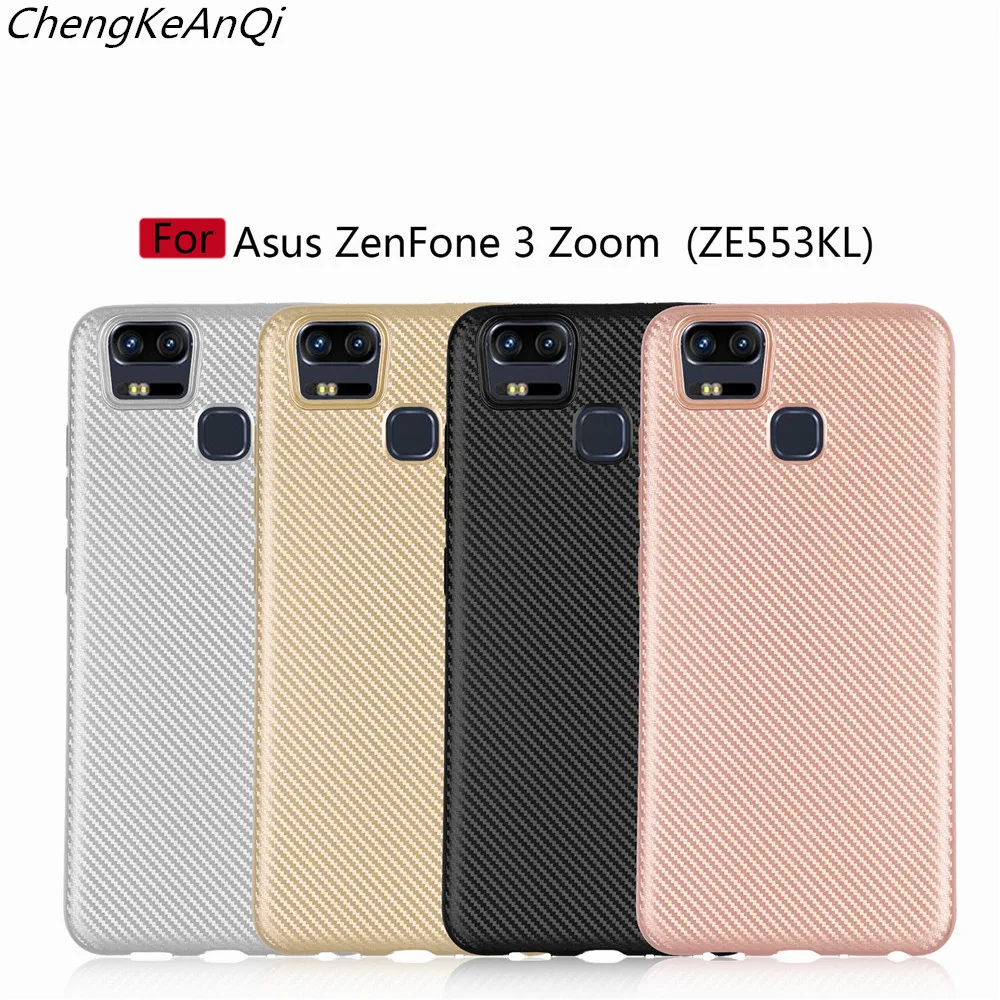 Чехол для Asus Zenfone 3 zoom ZE553KL мягкий силиконовый чехол из углеродного волокна с